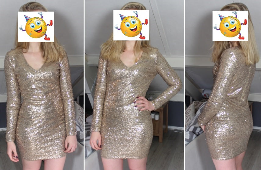Pailletten jurk goud - verkleedshopjur