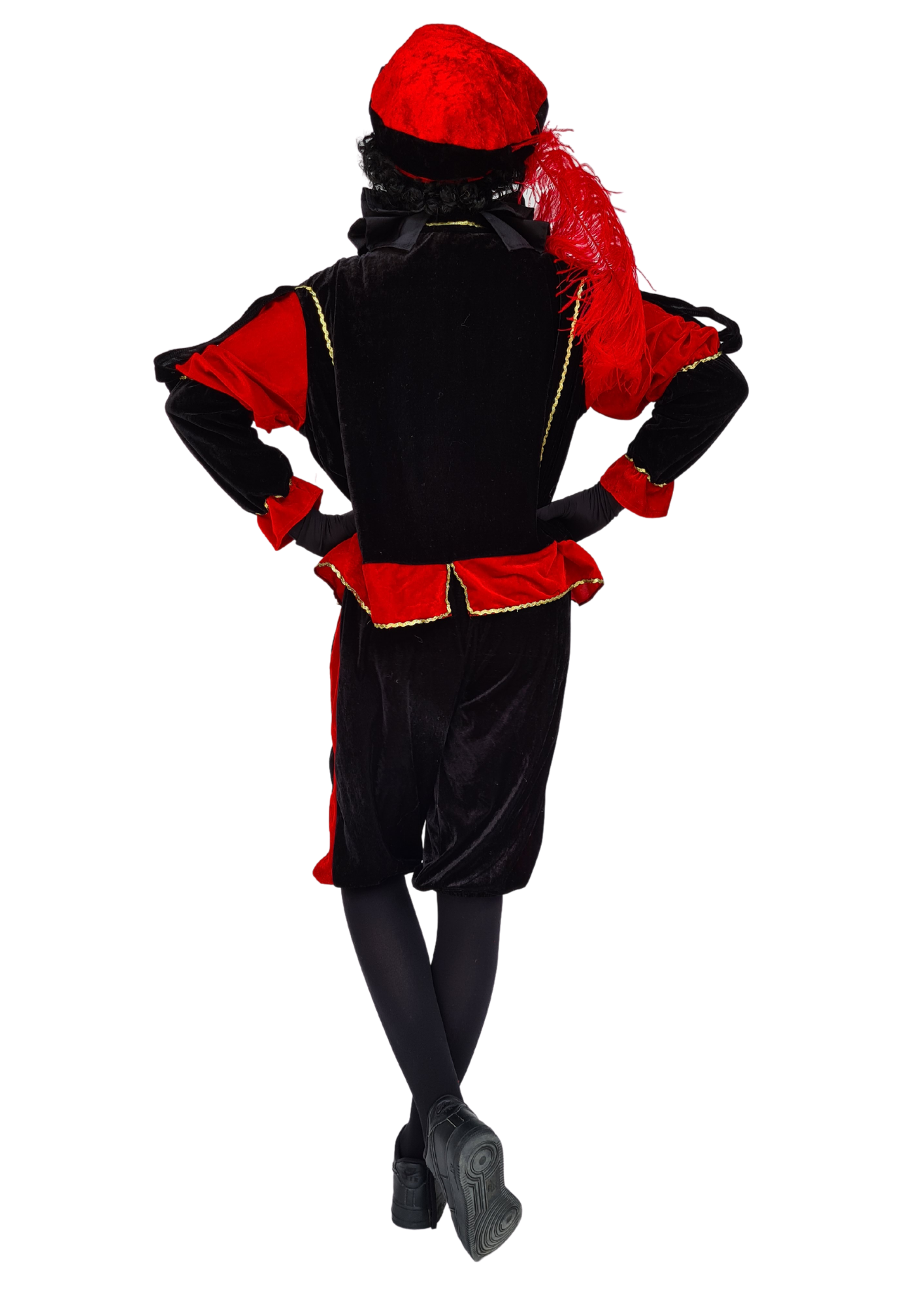 Pietenpak zwart/rood - verkleedshopjur