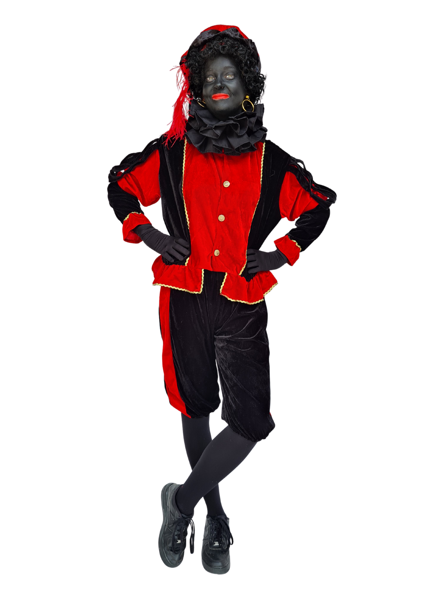 Pietenpak zwart/rood - verkleedshopjur