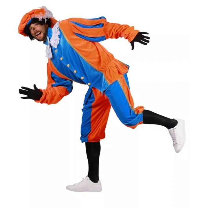Pietenpak populair blauw/oranje - verkleedshopjur