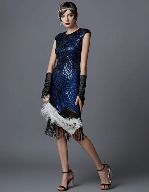 Great gatsby jurk blauw - verkleedshopjur
