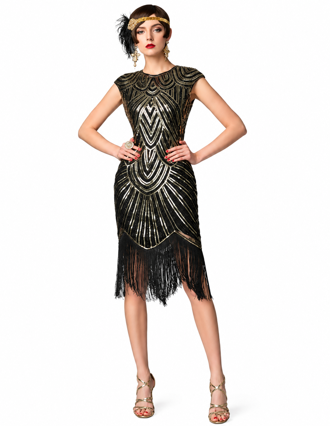 Great gatsby jurk zwart/goud