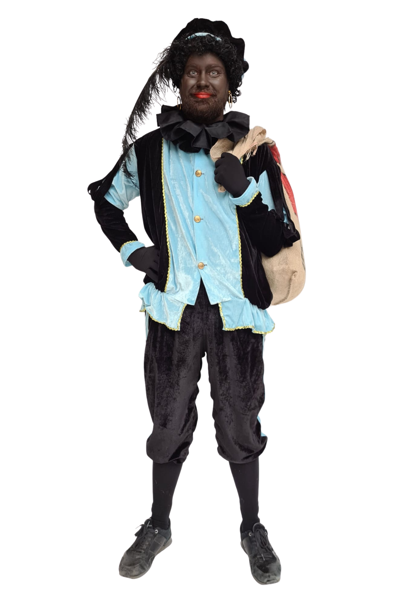 Pietenpak licht blauw/zwart - verkleedshopjur
