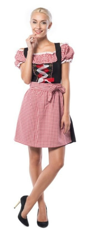 Dirndl Anne-Ruth middel rood/zwart - verkleedshopjur