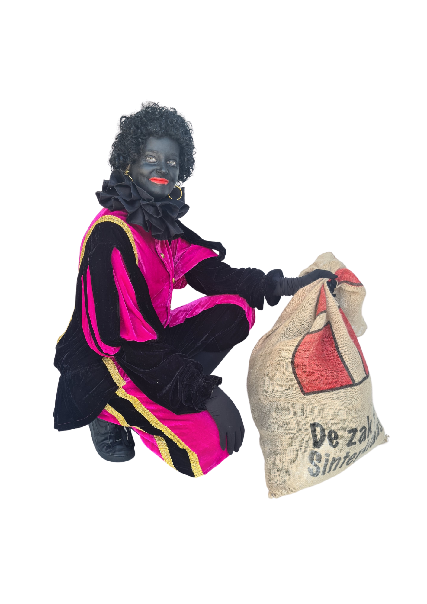 Pietenpak magenta/zwart - verkleedshopjur