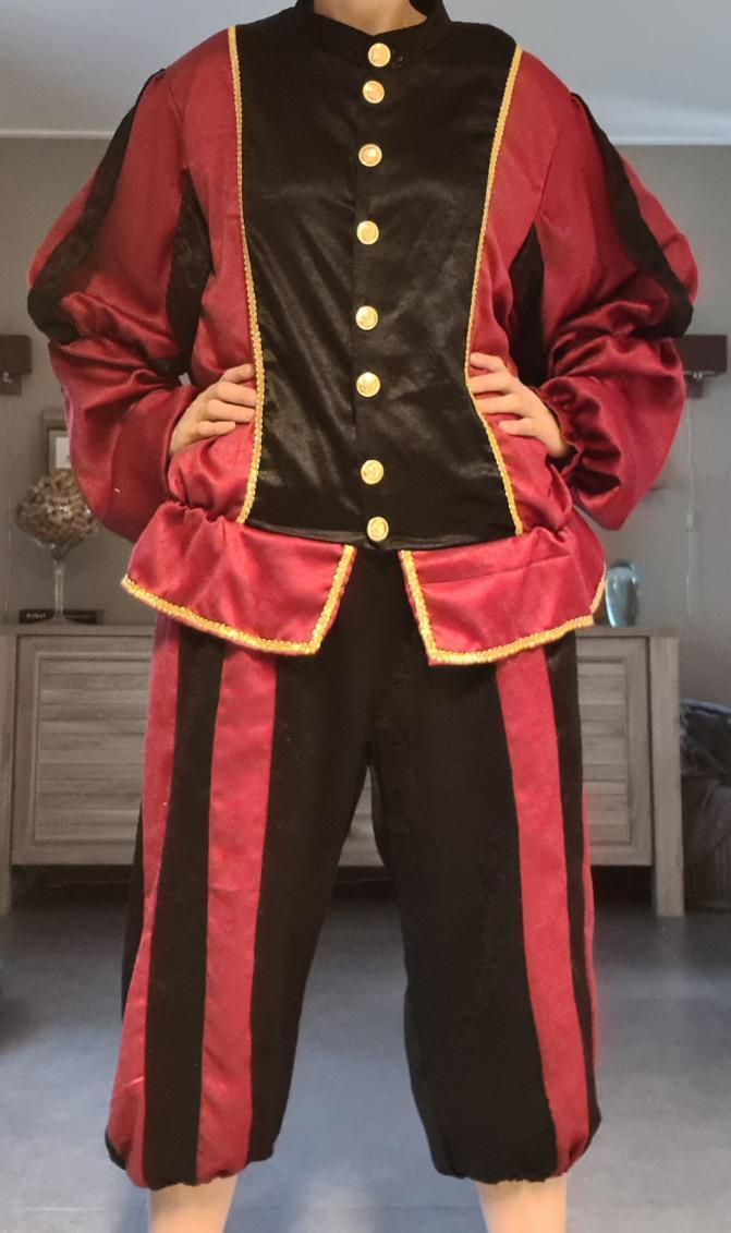 Pietenpak bordeaux rood/zwart - verkleedshopjur