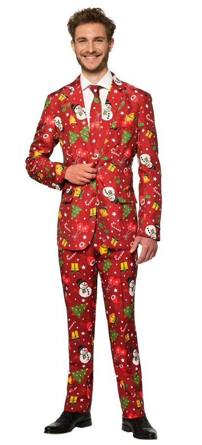 Fout rood kerstpak met licht - verkleedshopjur