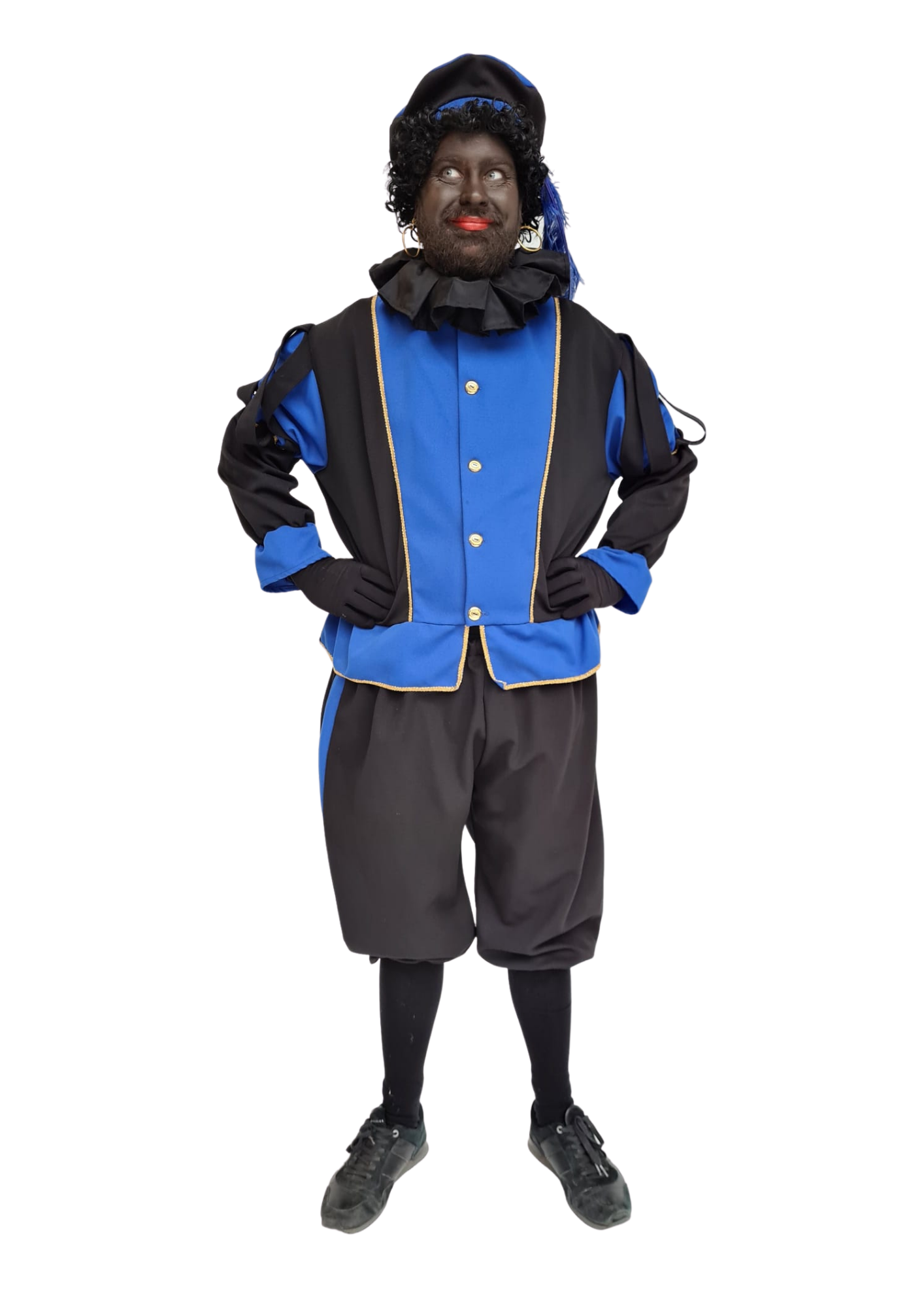 Pietenpak blauw/zwart - verkleedshopjur