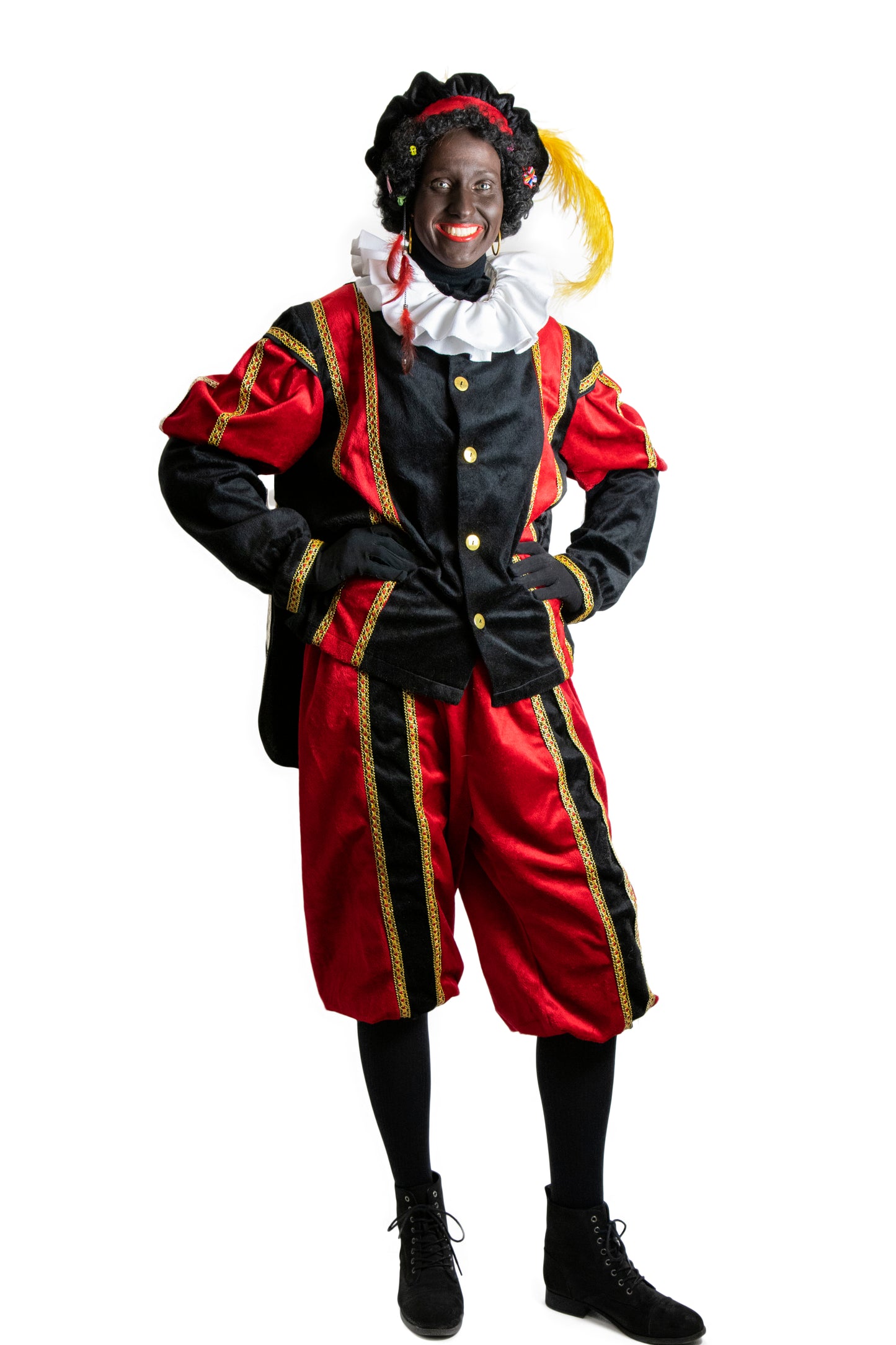 Pietenpak rood/zwart - verkleedshopjur