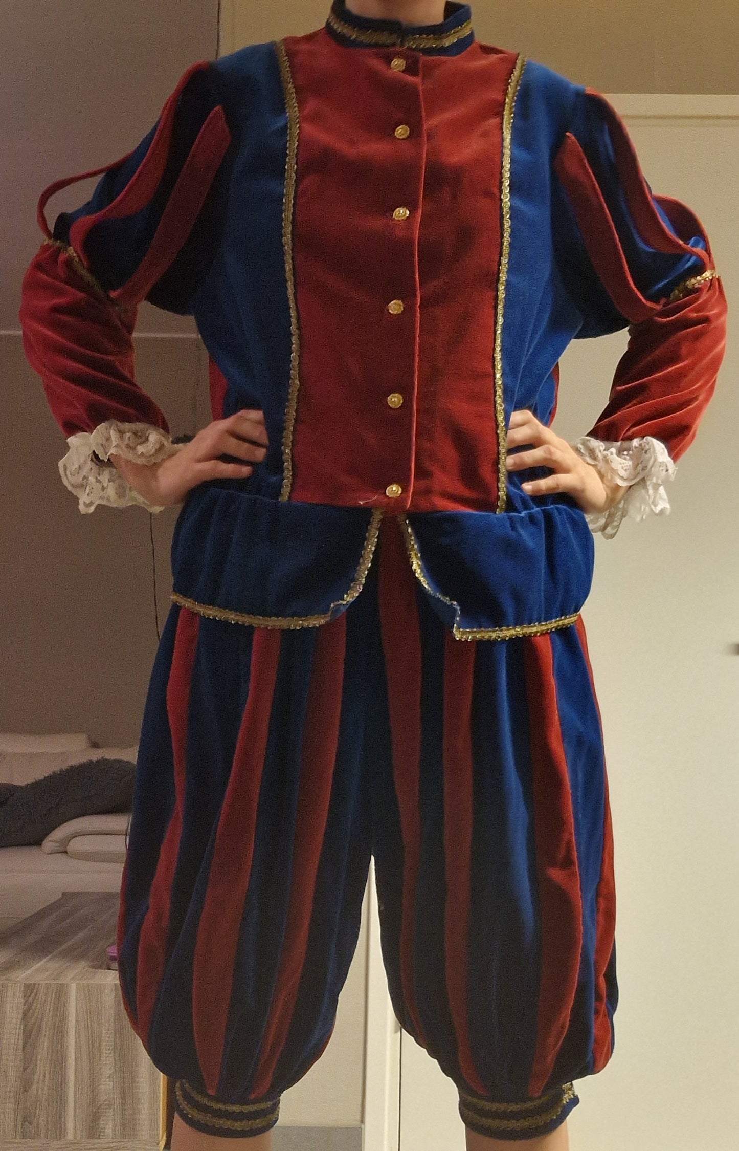 Pietenpak rood/blauw - verkleedshopjur