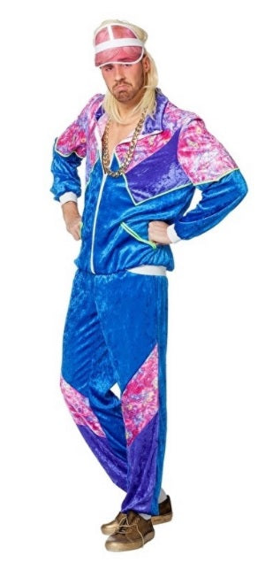 Fout fluweel trainingspak blauw - verkleedshopjur