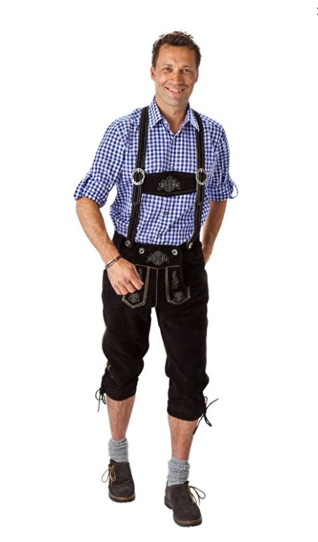 Lederhose lang zwart - verkleedshopjur