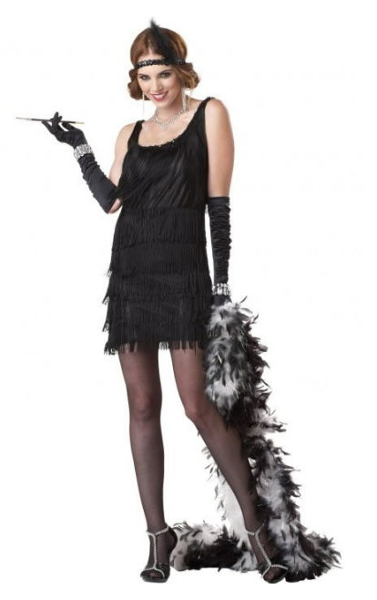 Flapper jurk zwart met bandjes - verkleedshopjur