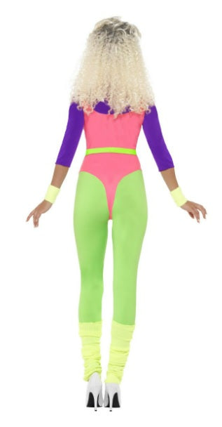 Fout fitness kostuum paars/roze/groen - verkleedshopjur