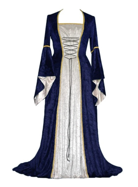 Middeleeuwse jurk blauw - verkleedshopjur