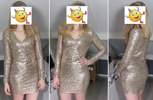 Pailletten jurk goud - verkleedshopjur