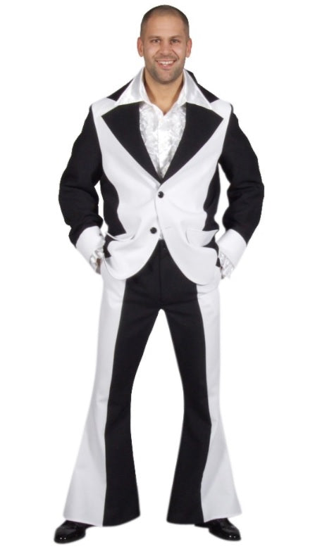 Disco kostuum man zwart/wit - verkleedshopjur