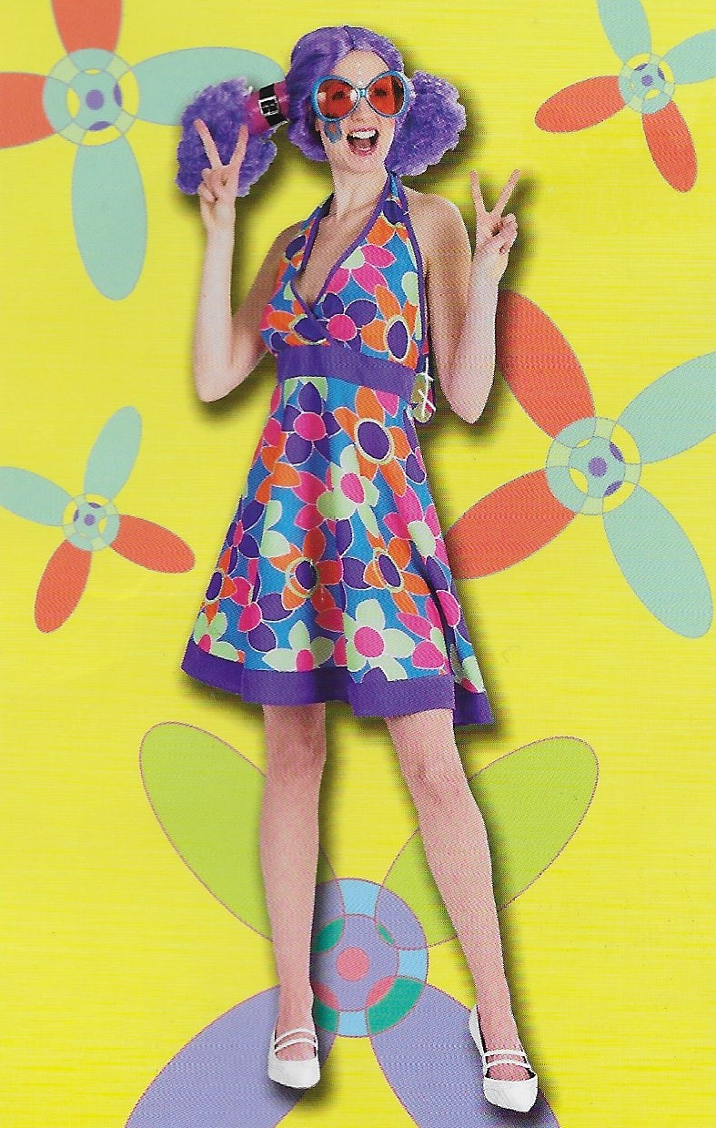 Flower power jurkje paars - verkleedshopjur