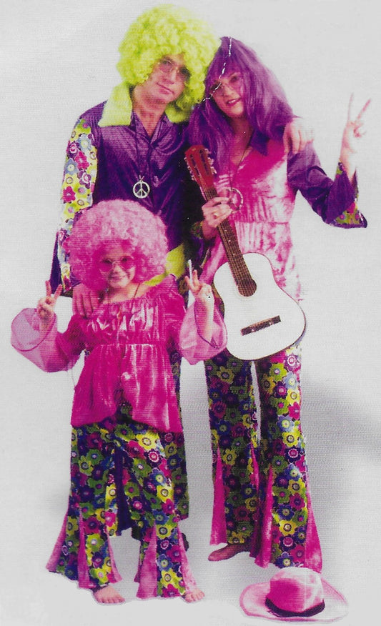 Flower power kostuum dames roze - verkleedshopjur