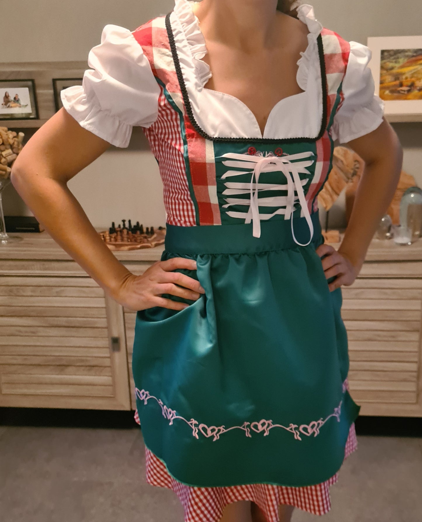 Dirndl rood/groen - verkleedshopjur