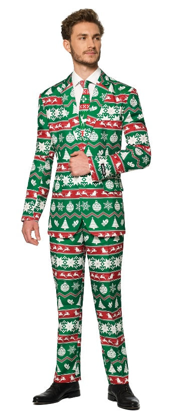 Groen fout kerstpak man - verkleedshopjur