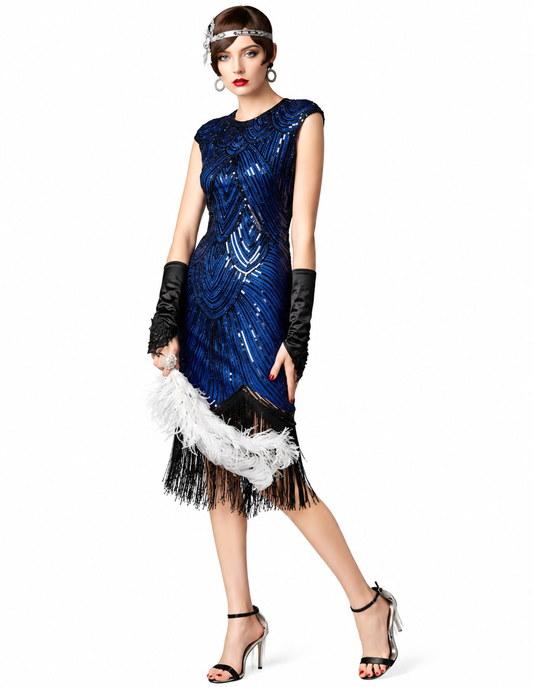 Great gatsby jurk blauw