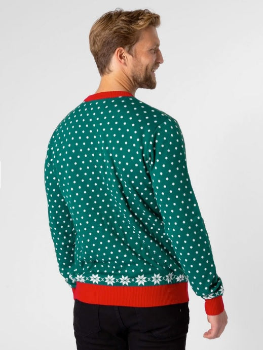 Kersttrui fout kerstsok groen - verkleedshopjur