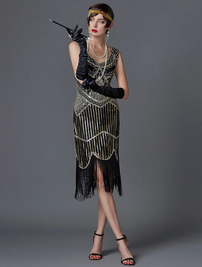 Great Gatsby jurk goud/zwart - verkleedshopjur