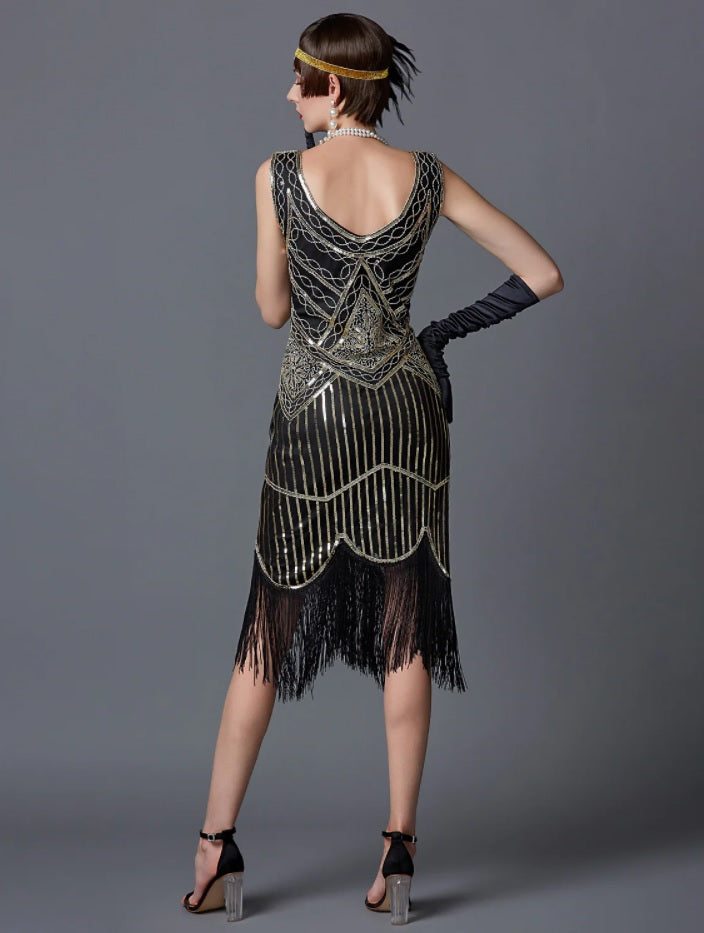 Great Gatsby jurk goud/zwart - verkleedshopjur