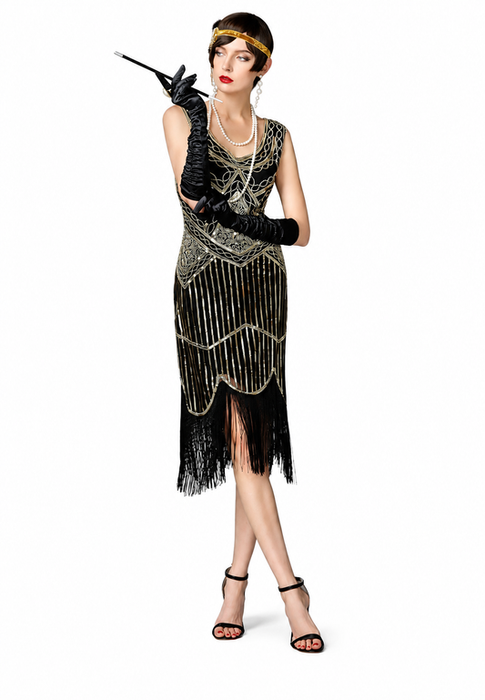 Great Gatsby jurk goud/zwart