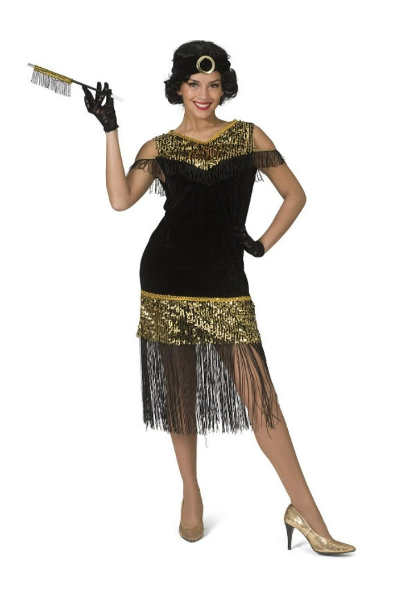 Charleston jurk zwart/goud - verkleedshopjur