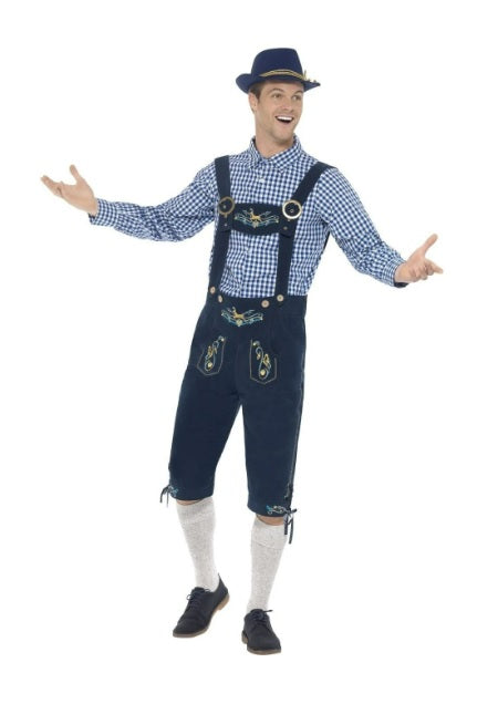 Lederhose lang blauw - verkleedshopjur