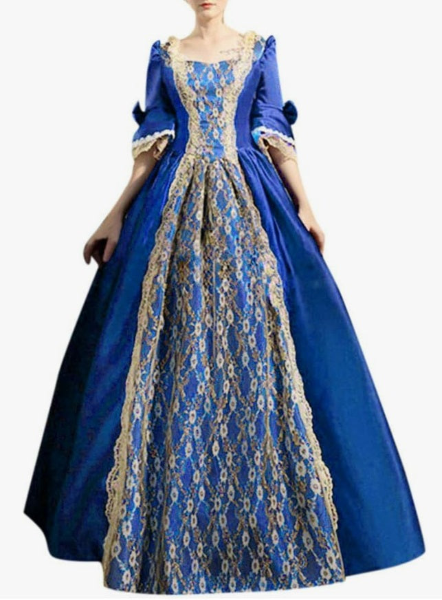 Victoriaanse jurk kobalt blauw - verkleedshopjur
