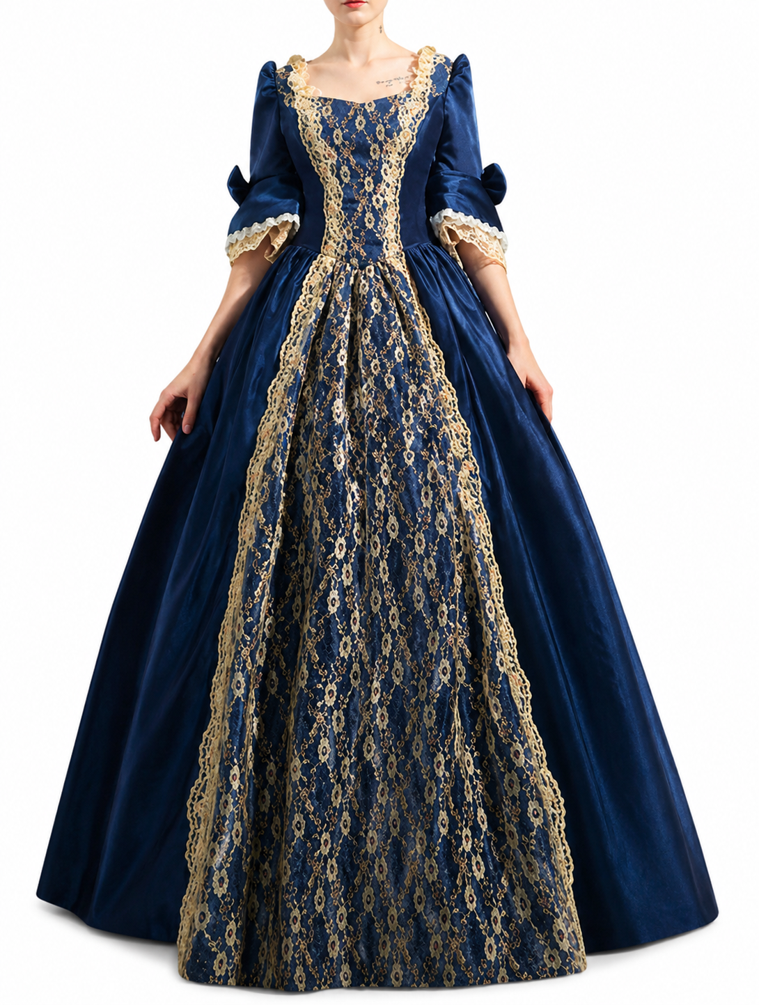 Victoriaanse jurk marine blauw