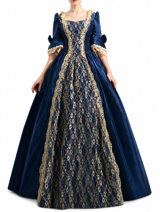 Victoriaanse jurk marine blauw