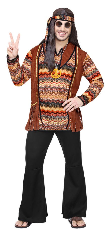 Hippie kostuum man bruin - verkleedshopjur