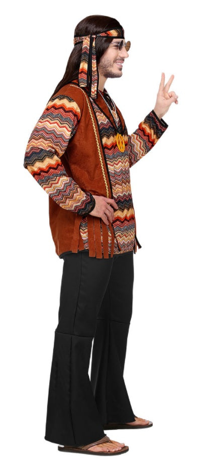 Hippie kostuum man bruin - verkleedshopjur
