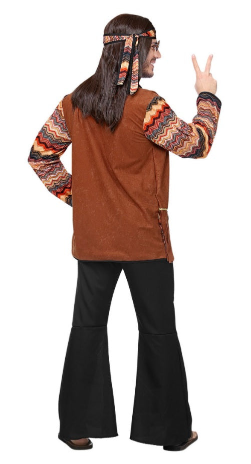 Hippie kostuum man bruin - verkleedshopjur