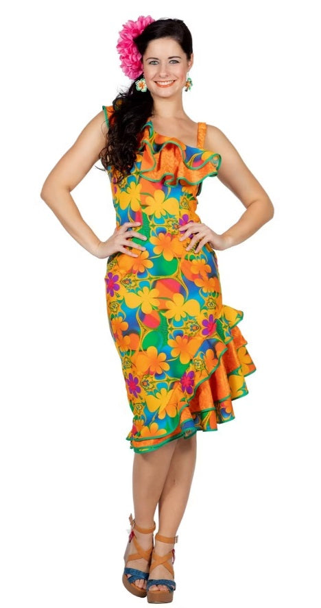 Hawaii flower jurk - verkleedshopjur