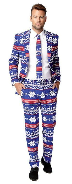 Fout blauw kerstpak 'the Rudolf' - verkleedshopjur