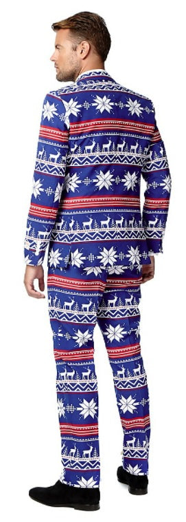 Fout blauw kerstpak 'the Rudolf' - verkleedshopjur