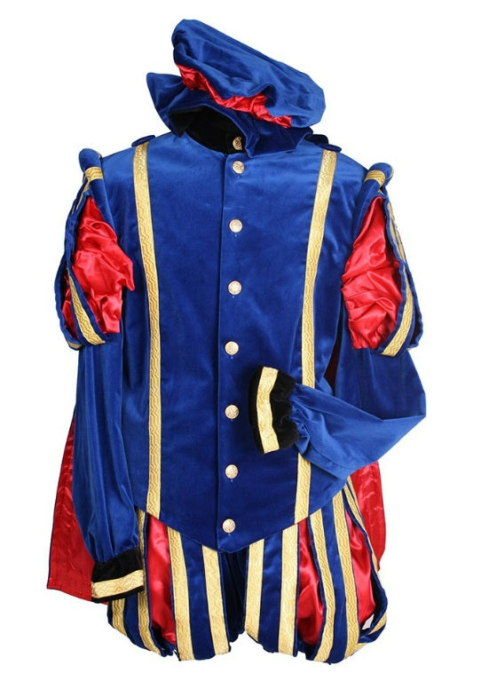 Pietenpak Madrid blauw/rood - verkleedshopjur