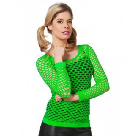 Neon groen shirt met gaten - verkleedshopjur