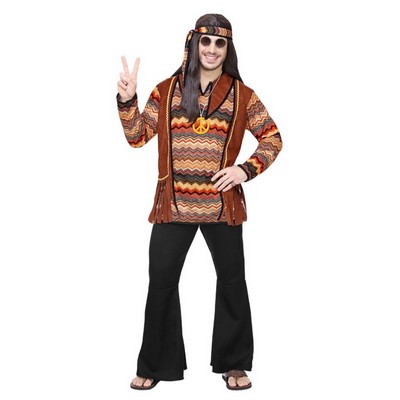 Hippie kostuum man bruin-image