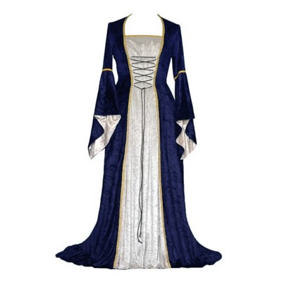 Middeleeuwse jurk blauw-image