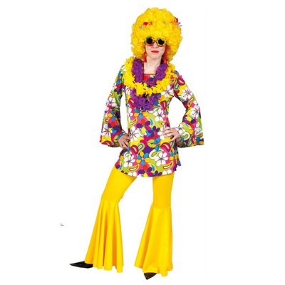 Hippie kostuum flower power geel-image