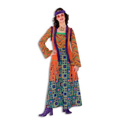 Hippie jurk lang oranje/paars-image