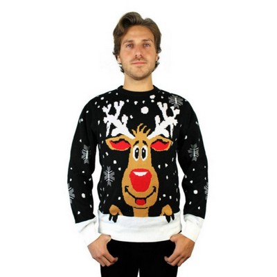 Foute kersttrui man zwart Rudolf-image