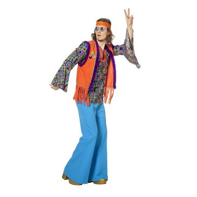 Hippie kostuum oranje/paars-image