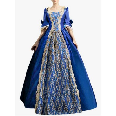 Victoriaanse jurk kobalt blauw main image